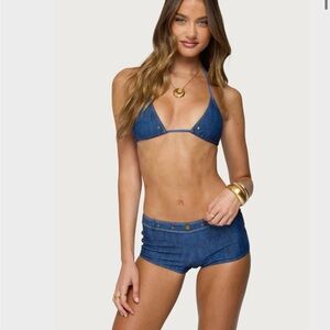 Edikted Blue Denim Bikini top